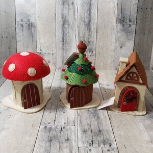 NWT - Set of 3 Felt Houses Mushroom, Acorn and Gingerbread